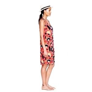 J Crew Coral Navy Hibiscus Floral Strap Dress